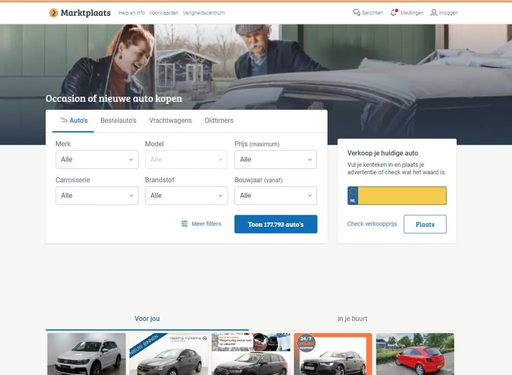 Strona marktplaats.nl - z ogłoszeniami moto