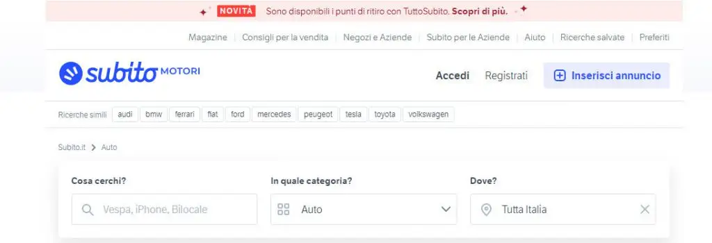 subito.it - Włoska strona z ogłoszeniami moto i nie tylko